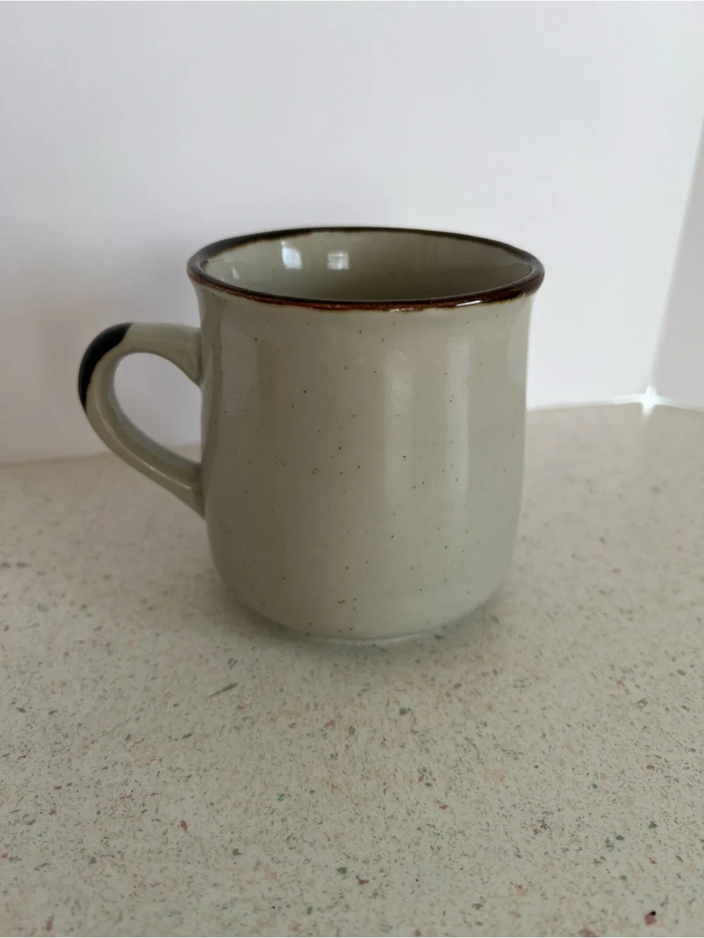 Vintage 1970’s Stoneware Hand Painted Cup Brown Floral Design Coffee Mug 12oz